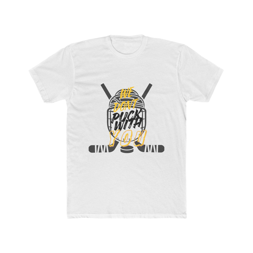 Hockey "Puck With Me" Graphic Tee — Ice Hockey Helmet & Crossed Sticks Shirt