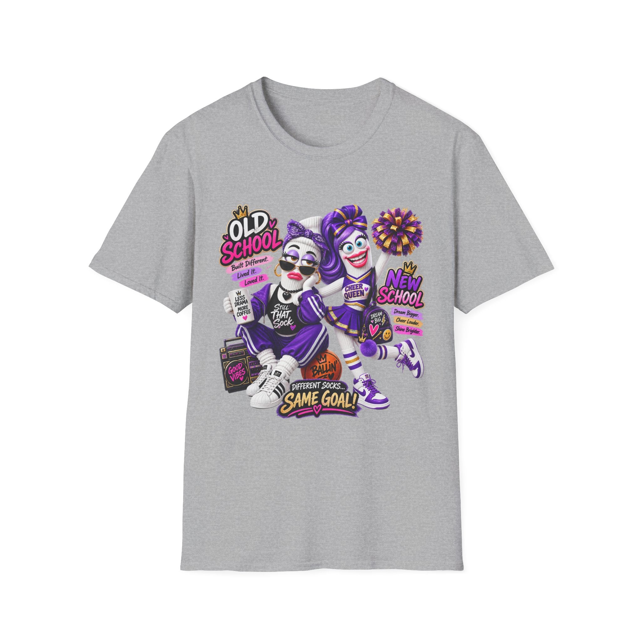 Cheerleader Old School vs New School Graphic T-Shirt
