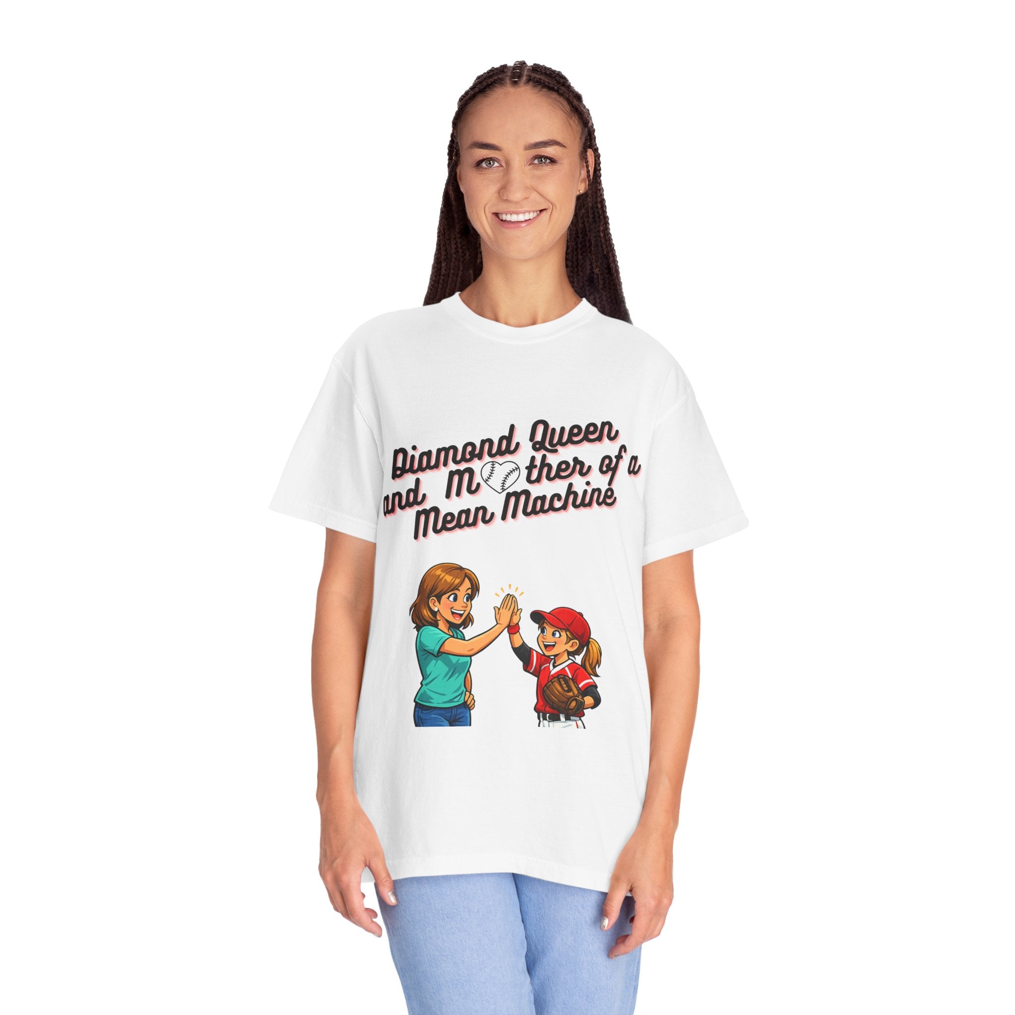 Diamond Queen & Mother of a Mean Machine T-Shirt — Mom and Daughter High-Five Graphic Tee