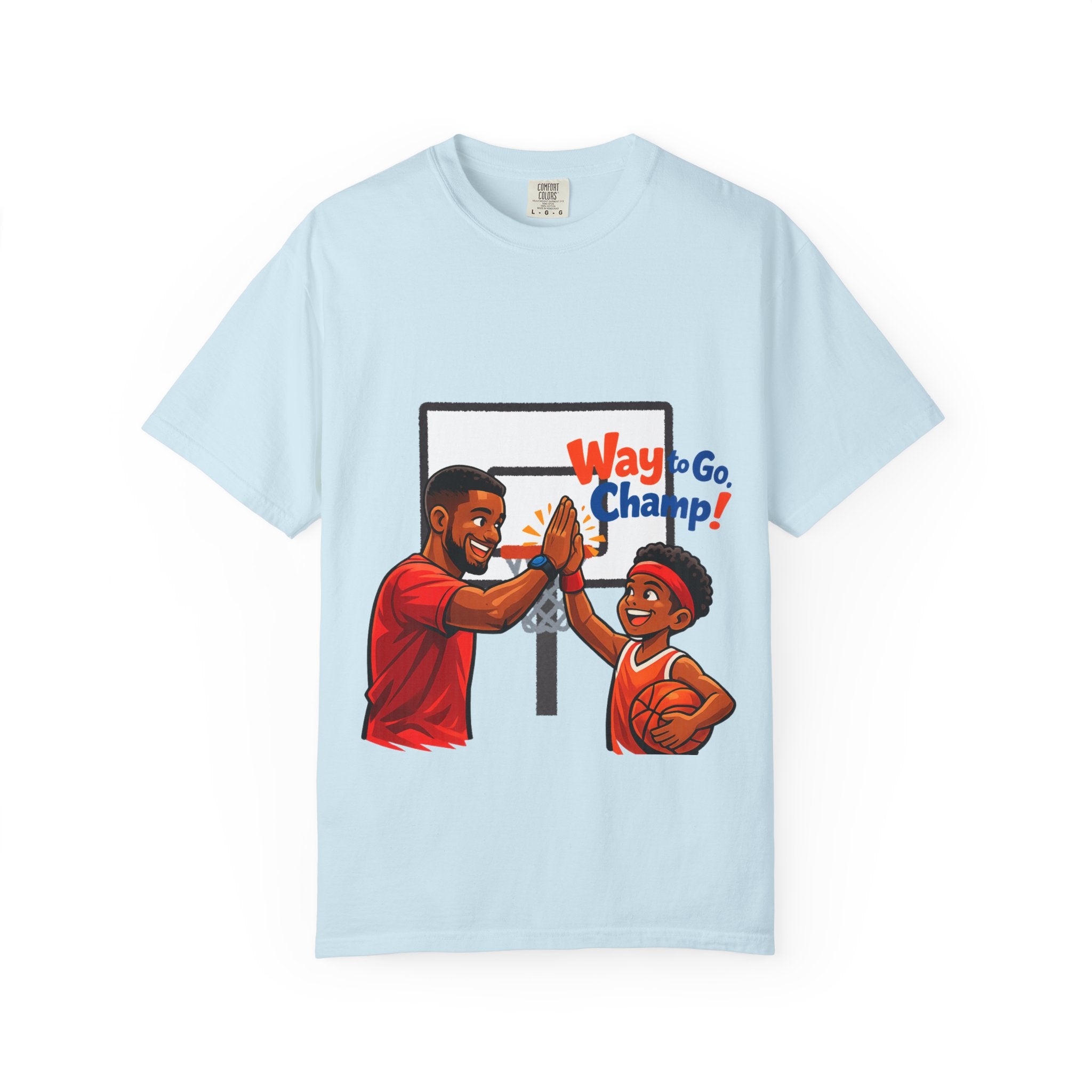Basketball Dad & Son T-Shirt — “Way to Go, Champ!” High-Five Sports Tee