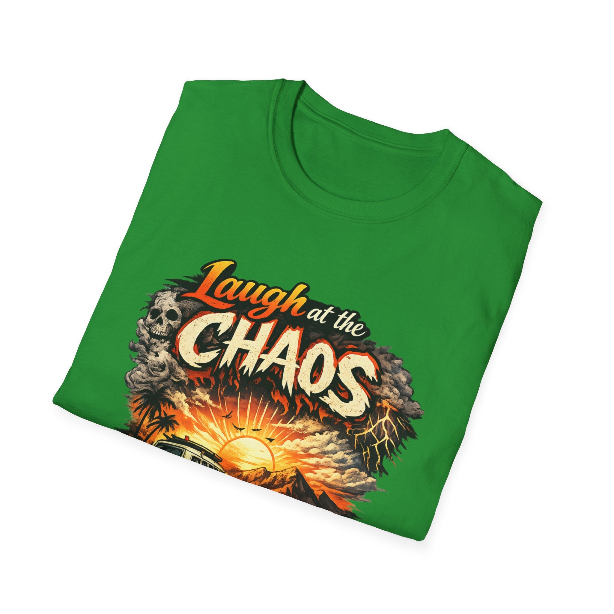 Laugh at the Chaos Sunset Road Trip T-Shirt — "Chase the Sunrise" Adventure Tee