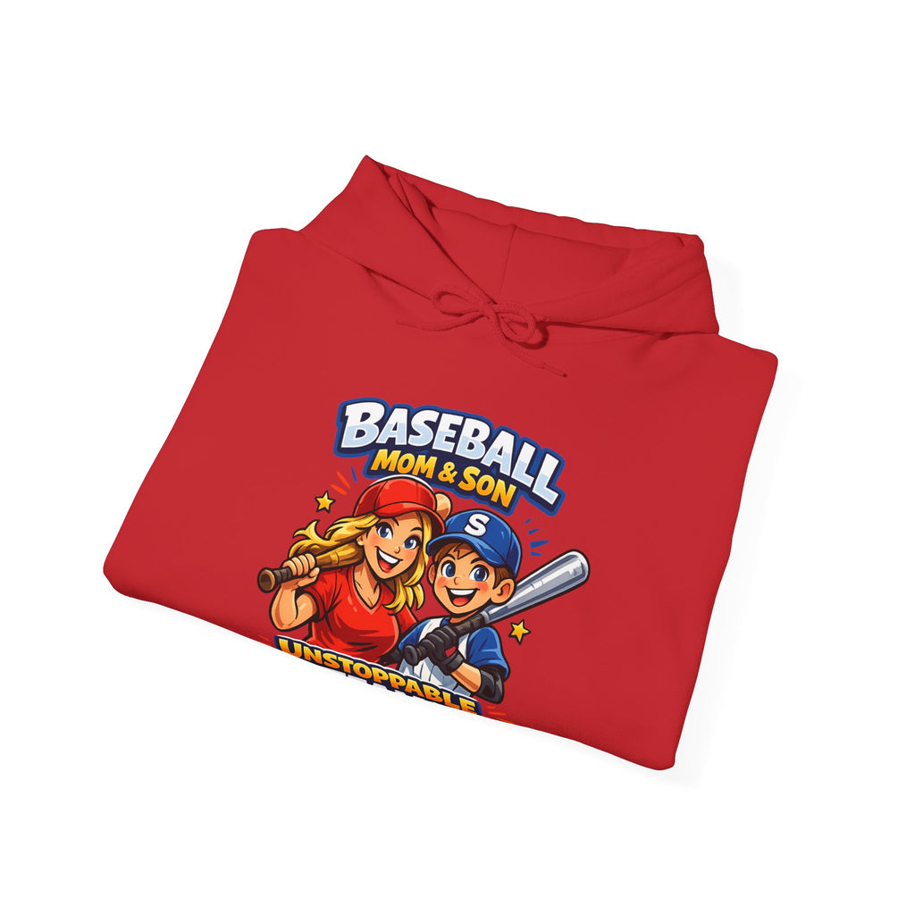 Baseball Mom & Son Hoodie – "Unstoppable Team" Graphic Pullover