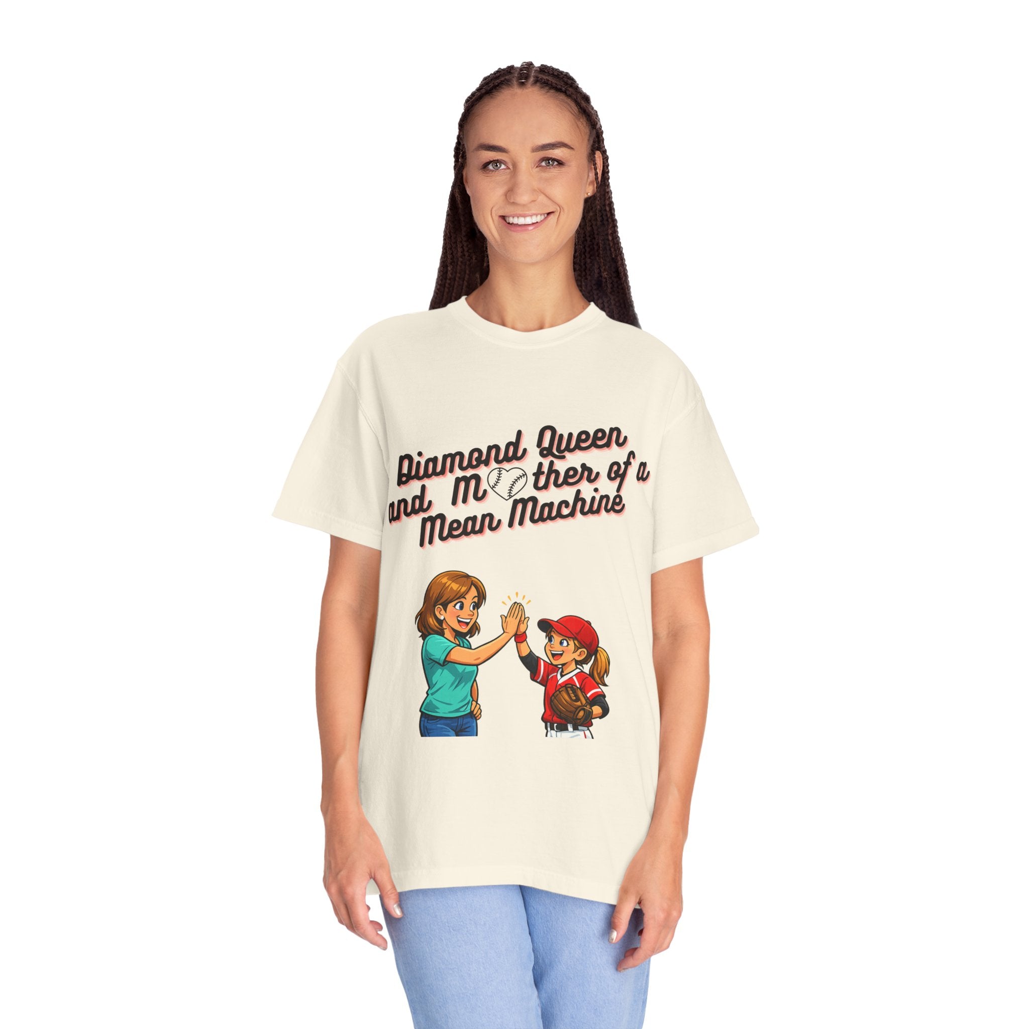 Diamond Queen & Mother of a Mean Machine T-Shirt — Mom and Daughter High-Five Graphic Tee