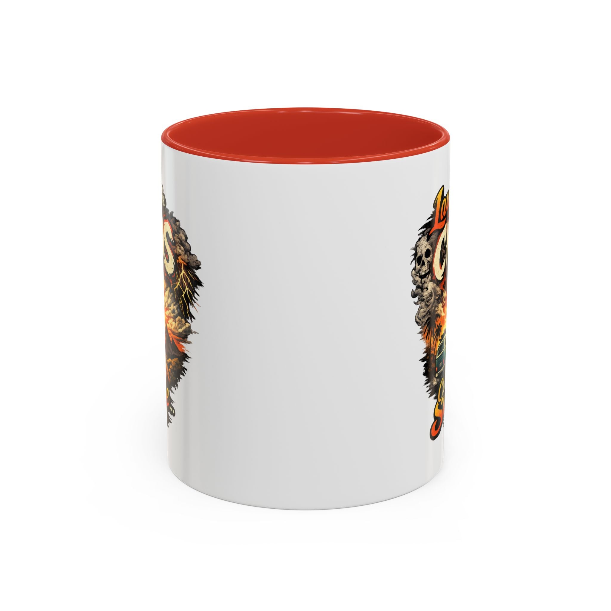 Laugh at the Chaos Sunrise Accent Coffee Mug — Retro Beach Camper Coffee Cup (11/15 oz)