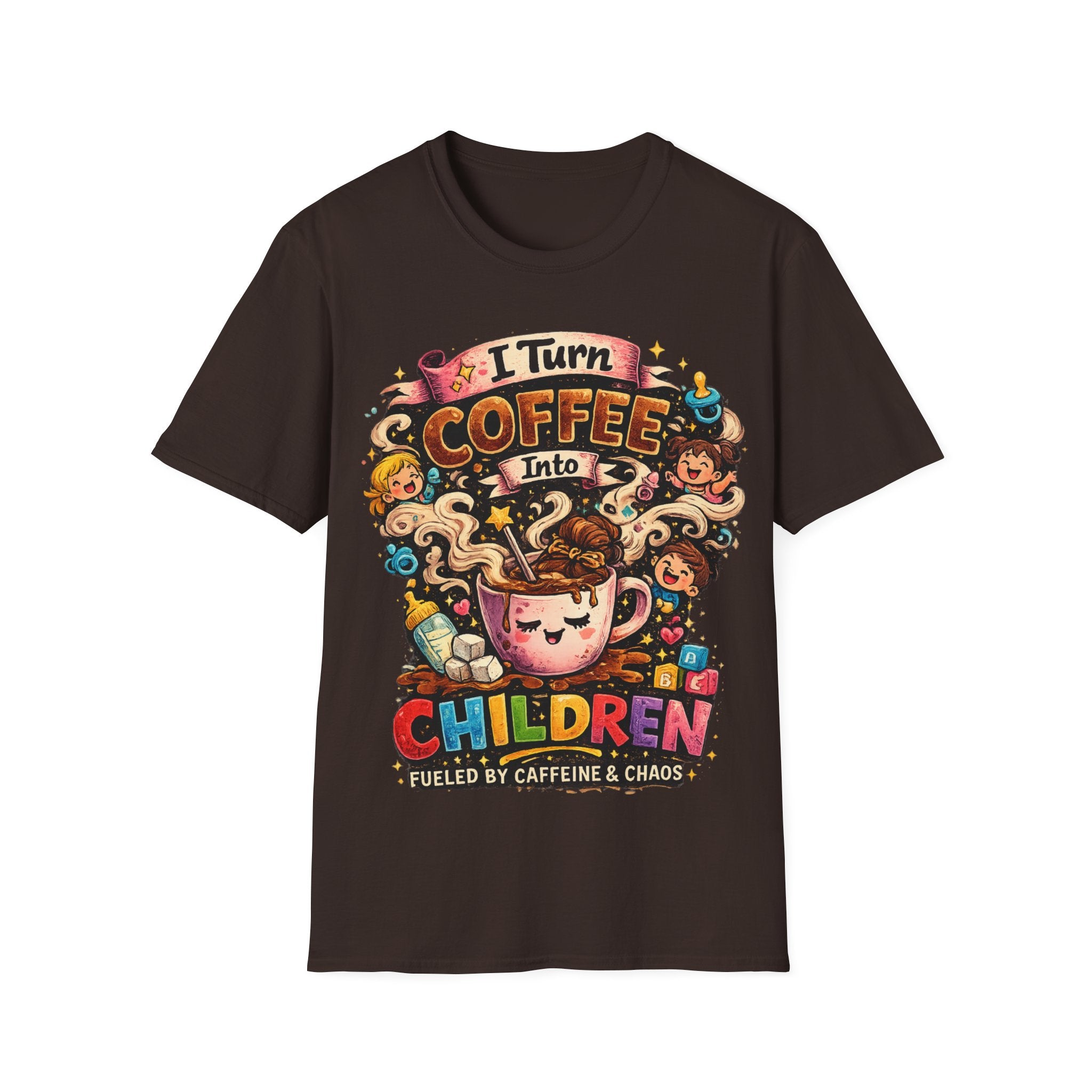 I Turn Coffee Into Children T-Shirt — Funny Mom Coffee Tee